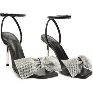 Schutz Mila Sandals in Black 8.5 New with Box Womens Crystal High Heels